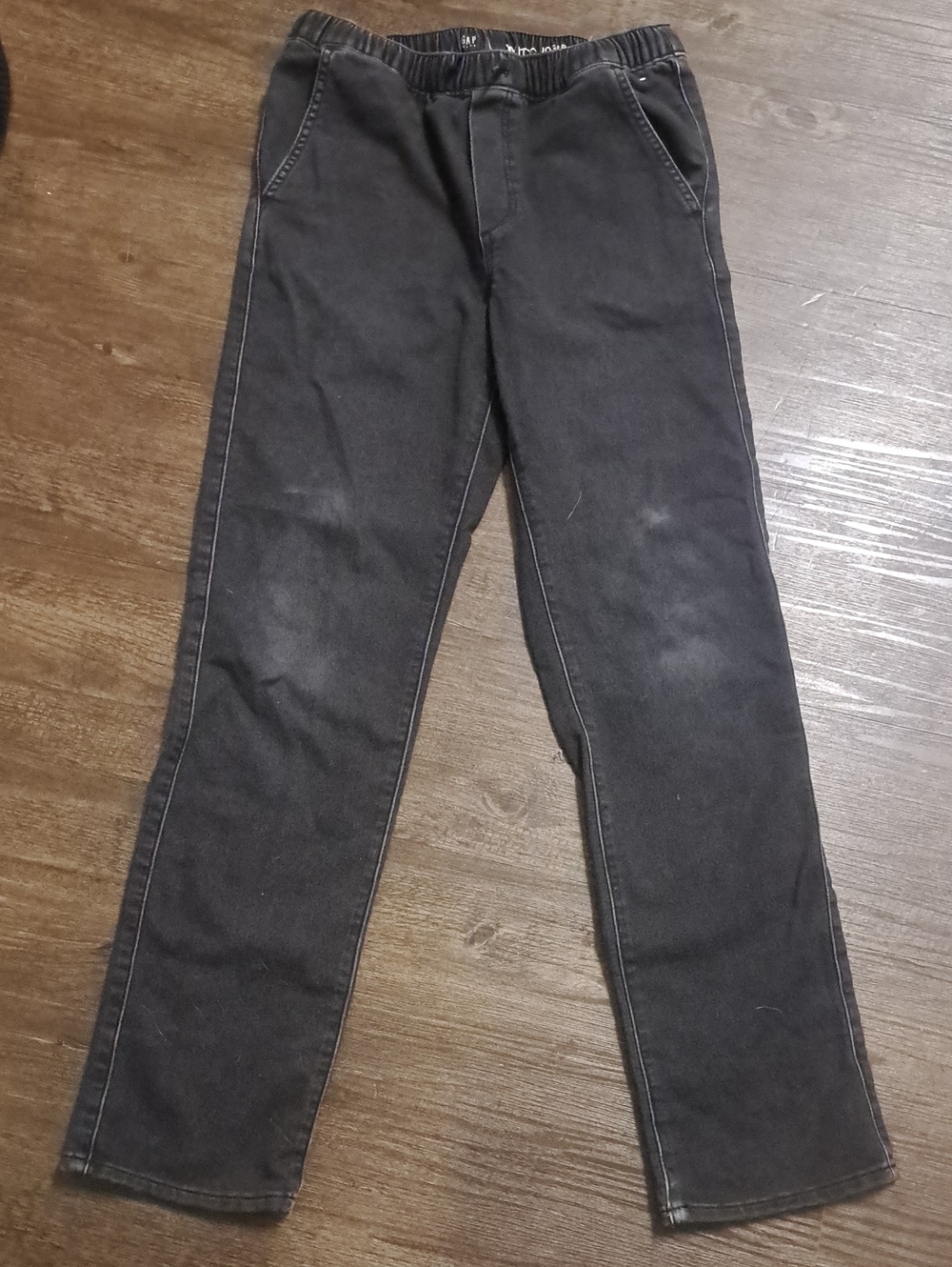 Gap Kids Youth Boy's XXL 14-16 Black Denim-Look Faded Knee Jogger Pants Cotton